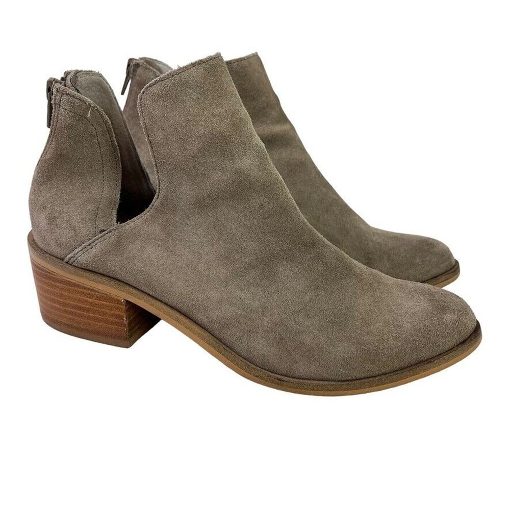 Steve Madden Lancaster Womens Taupe Gray Suede Leather Ankle Boots Booties sz 8
